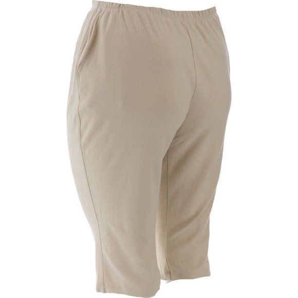 NWT LANDS' END WOMEN'S SPORT KNIT HIGH RISE CAPRI PANTS LIGHT STONE PXS - Picture 5 of 12